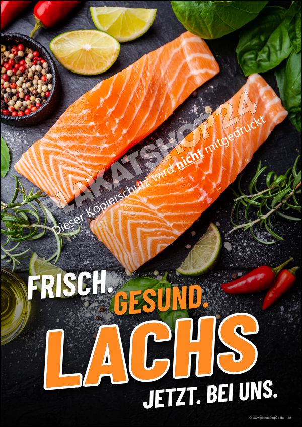 Werbeposter für frischen Lachs