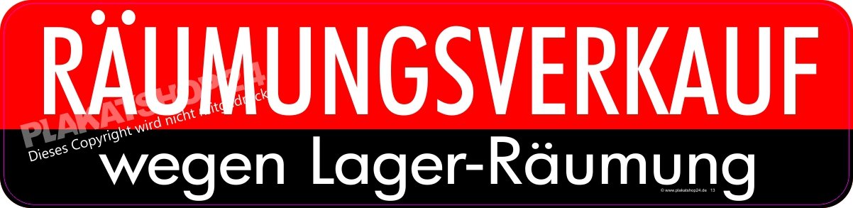 Aufkleber Räumungsverkauf wegenLager-Räumung