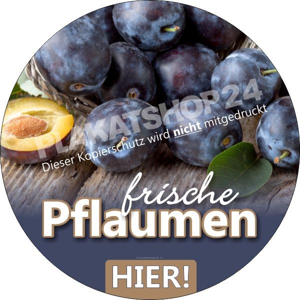 Fensterfolie frische Pflaumen für Reklame zur Pflaumen-Saison