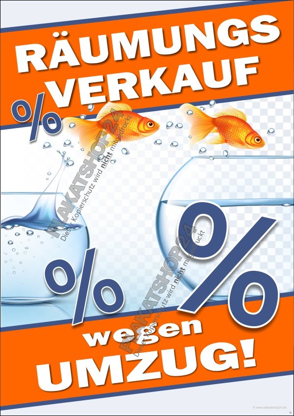 Räumungsverkauf-Plakat wegen Umzug