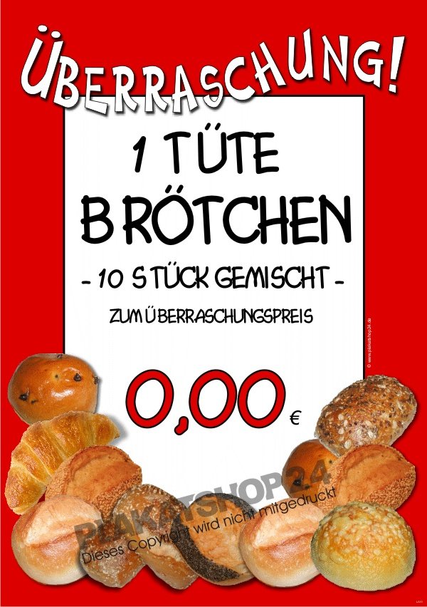 Plakat Überraschungstüte für Brötchenangebot