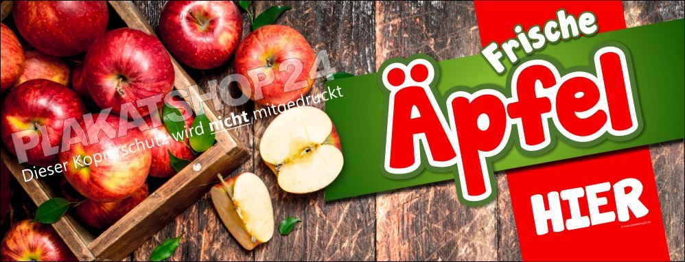 Querbanner für Vermarktung rote frische Äpfel