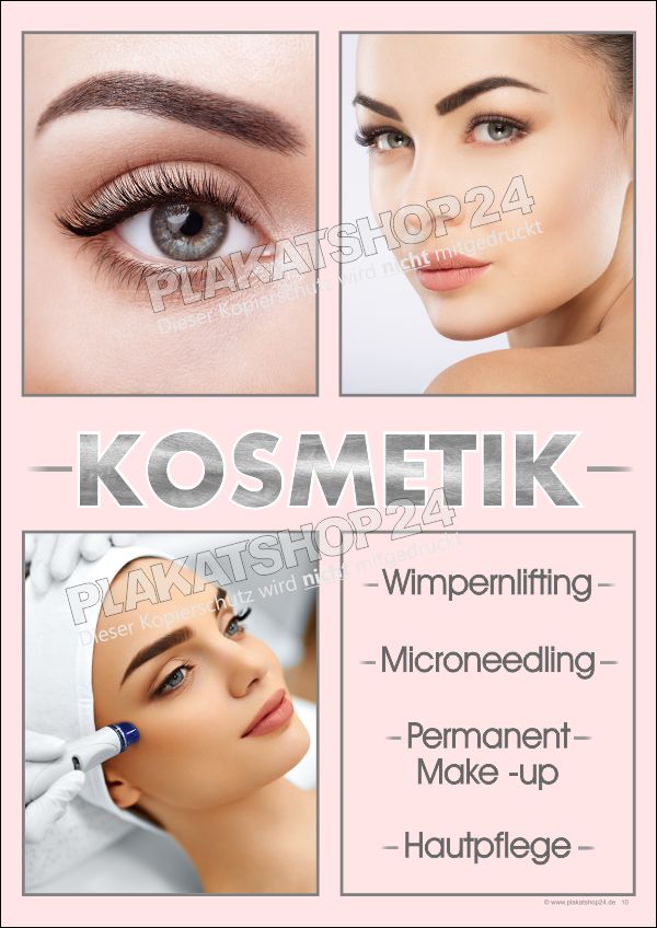 Kosmetikplakat für Wimpernlifting, Microneedling, Hautpflege, etc Kosmetikplakat für Wimpernlifting, Microneedling, Hautpflege, etc