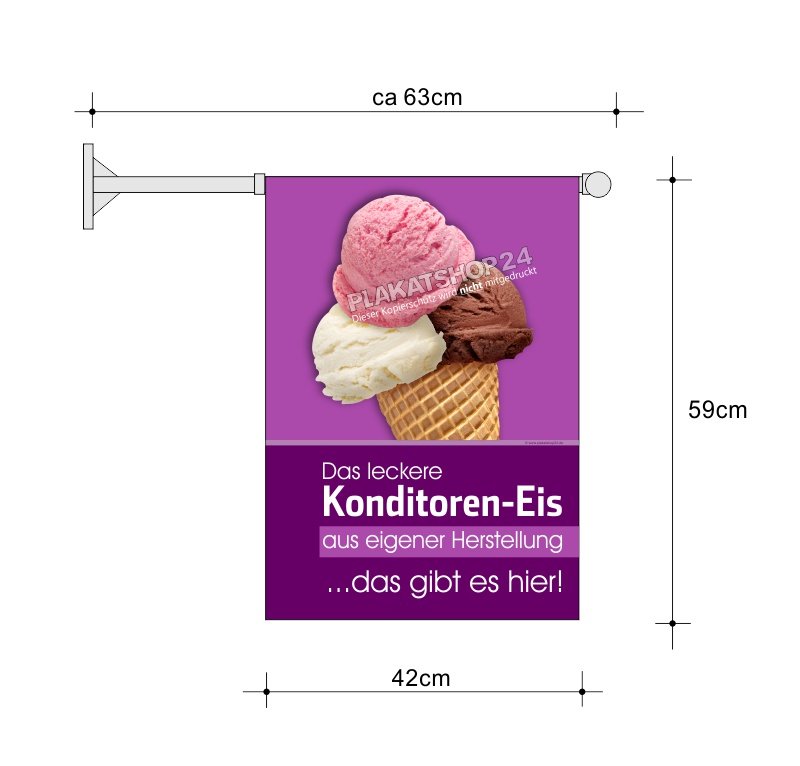 Konditorei-Eisfahne A2 für Eis-Werbung