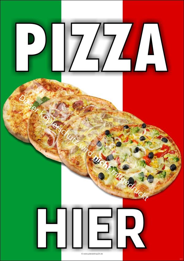 Pizza-Werbeschild (Plakat) für Pizza-Reklame