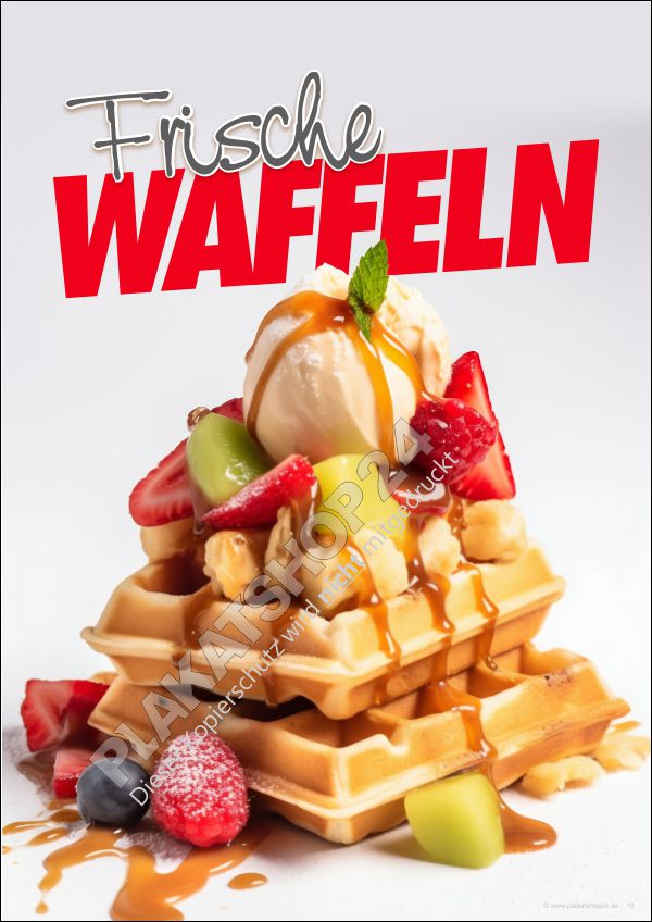 Werbeplakat für frische belgische Waffeln