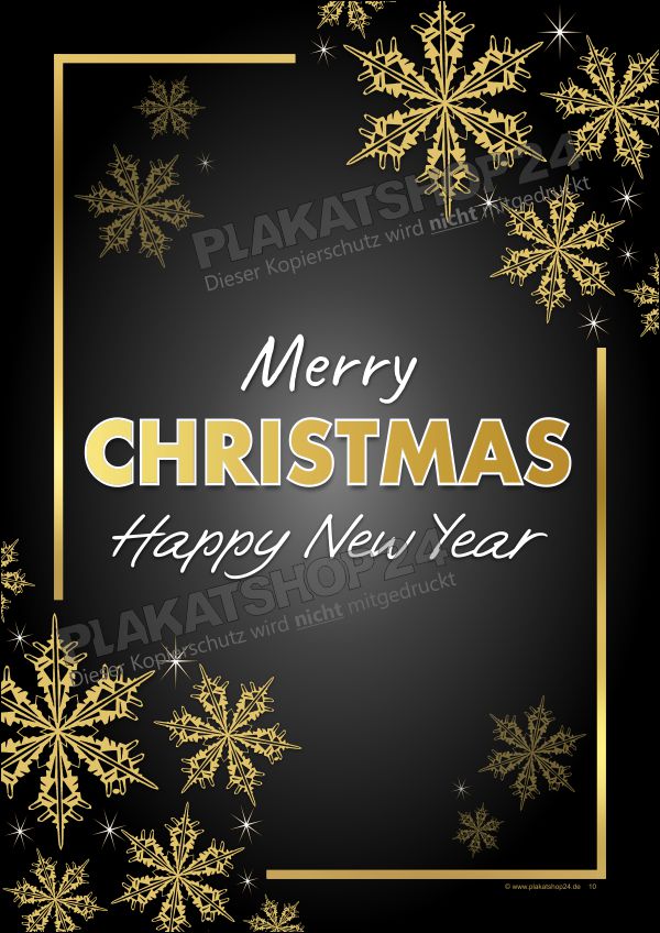Modernes Weihnachtsposter in schwarz-gold