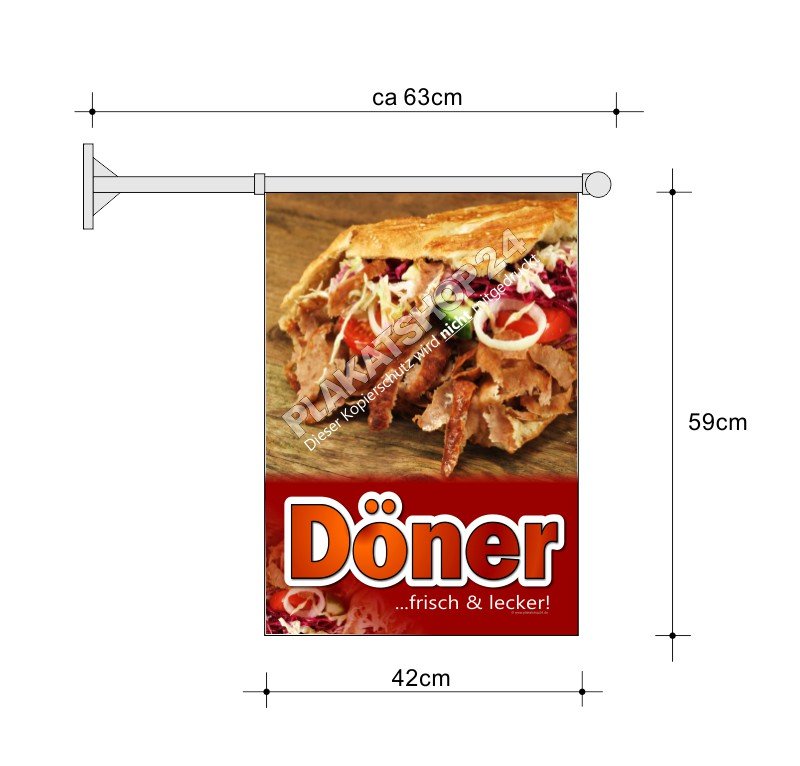 Döner-Stockfahne A2 für türkische Gastronomie
