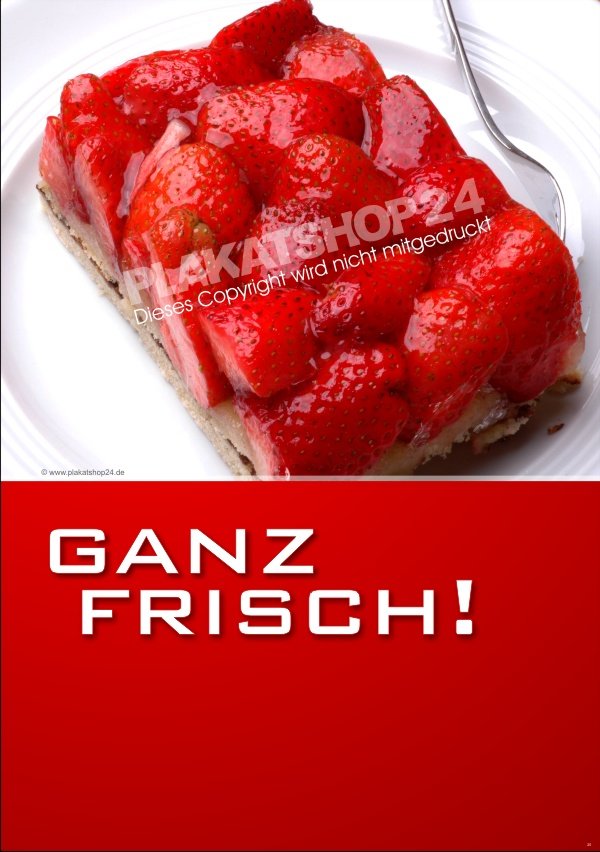 Bäckereiplakat für frischen Erdbeerkuchen