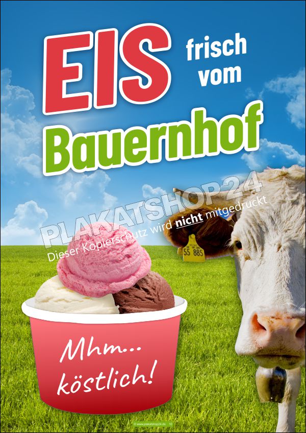Werbeplakat Eis vom Bauernhof