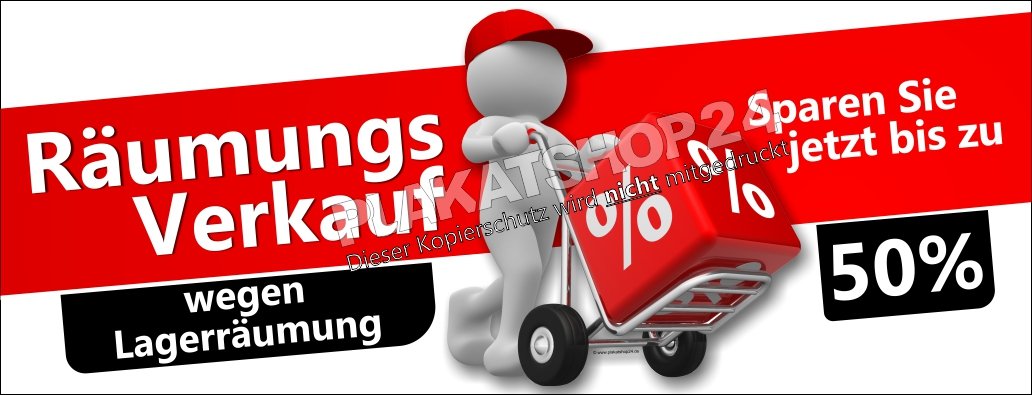 XA5518 Banner Räumungsverkauf wegen Lagerräumung