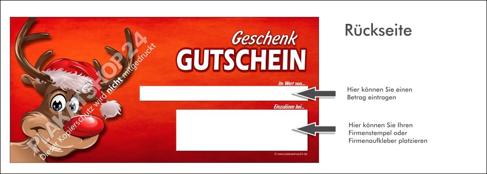 GS201_R Weihnachts-Geschenkgutschein mit dem lustigen Rentier