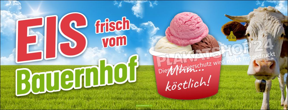 Werbebanner Eis direkt vom Bauernhof Werbebanner Eis direkt vom Bauernhof