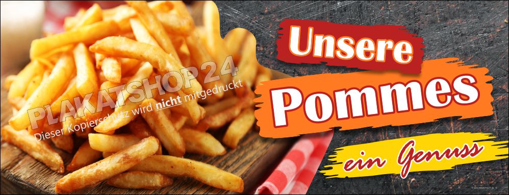 Werbebanner für Gastronomie mit Foto Pommes frites