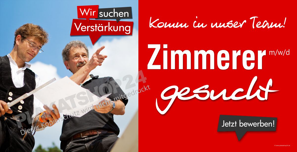 Großes auffälliges Banner für Zimmerer gesucht