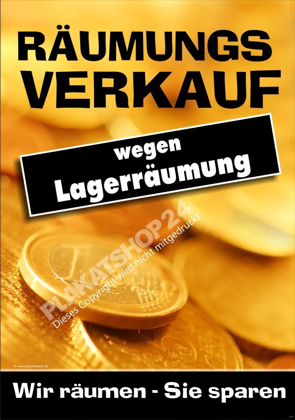 Ausverkauf Plakat für Räumungsverkauf wegen Lagerräumung