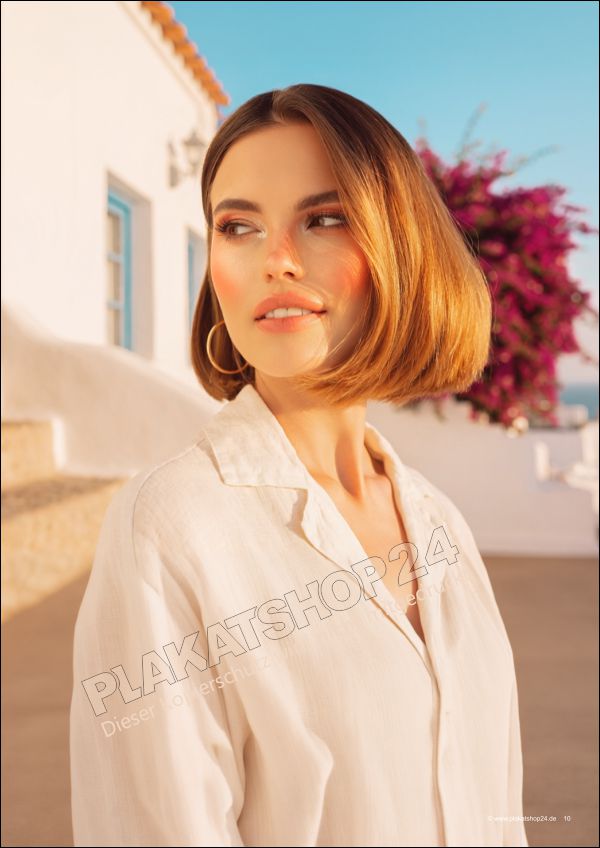 Friseursalon Plakat Sommer-Look Damenmotiv – Wetterfeste PVC-Plane & Klebefolie