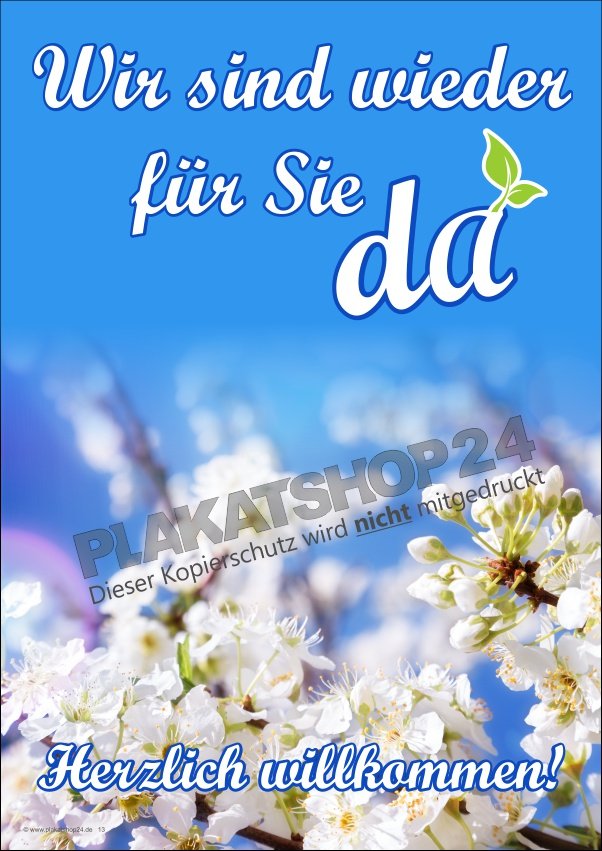 Plakat-wieder-da Plakat für Einzelhandel / Dienstleister Wir sind für Sie da
