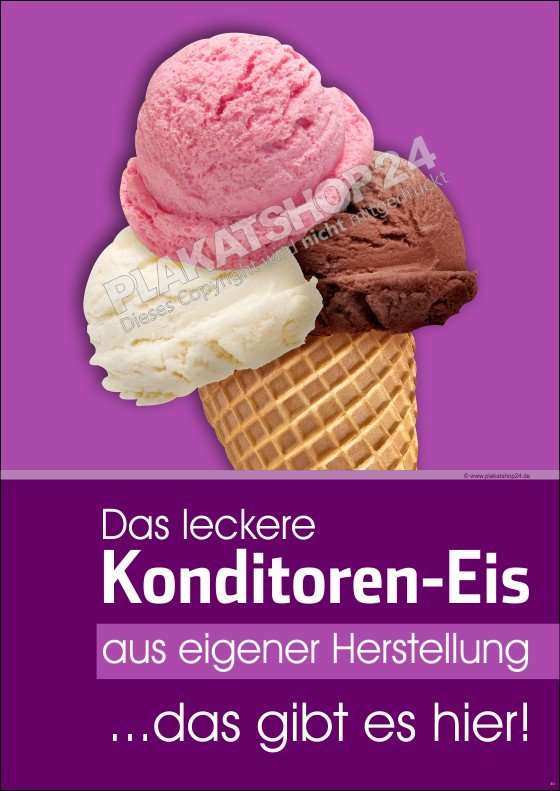 Eisplakat für Konditoren-Eis aus eigener Herstellung