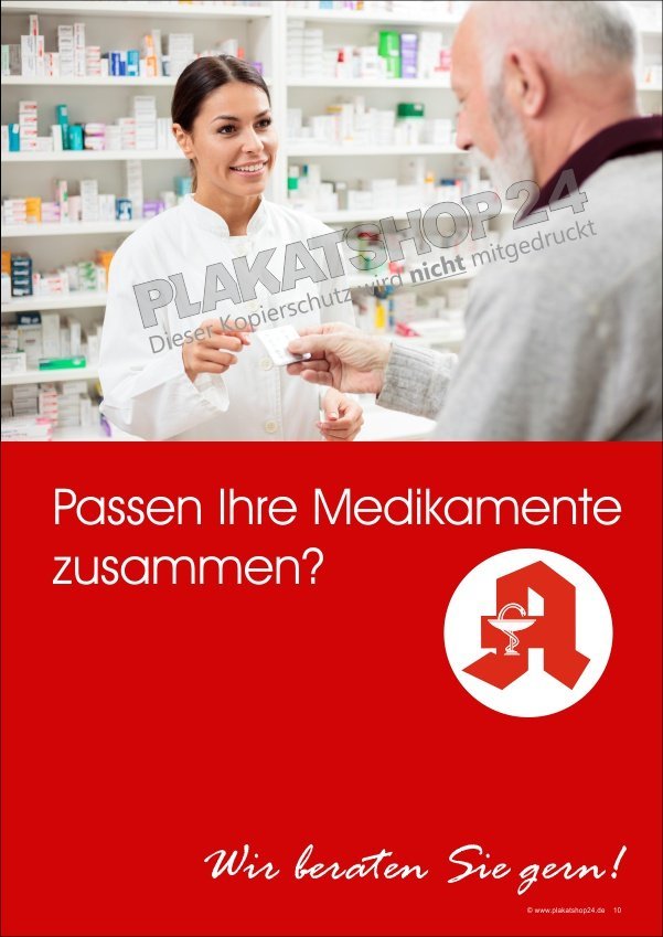 Apothekenposter mit Hinweis auf Medikamentenkombination