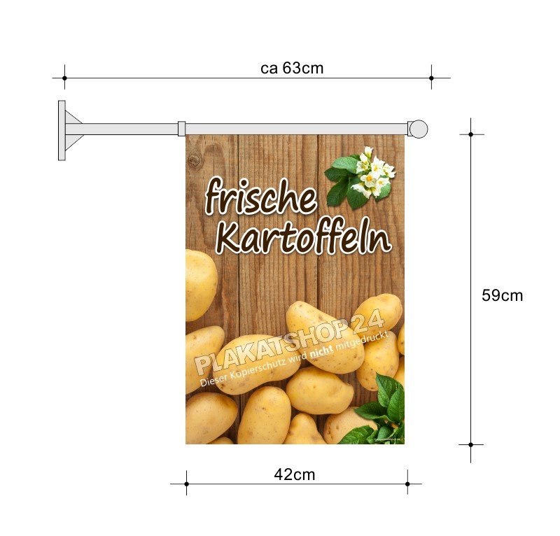 Werbefahne A2 für frische Kartoffeln vom Bauernhof