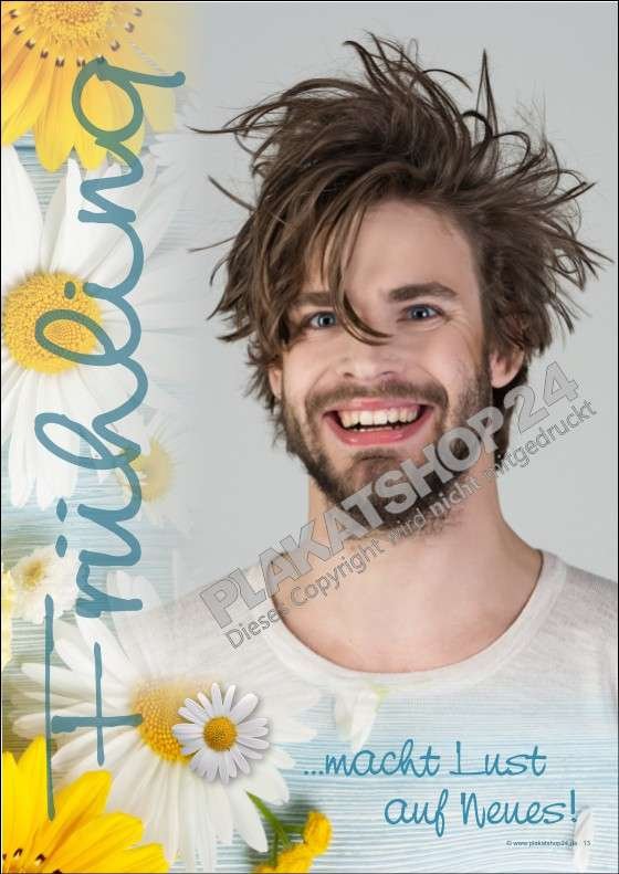 werbeposter-herren-fruehlingsfrisur Günstiges Frühlingsplakat Trendfrisur Herren