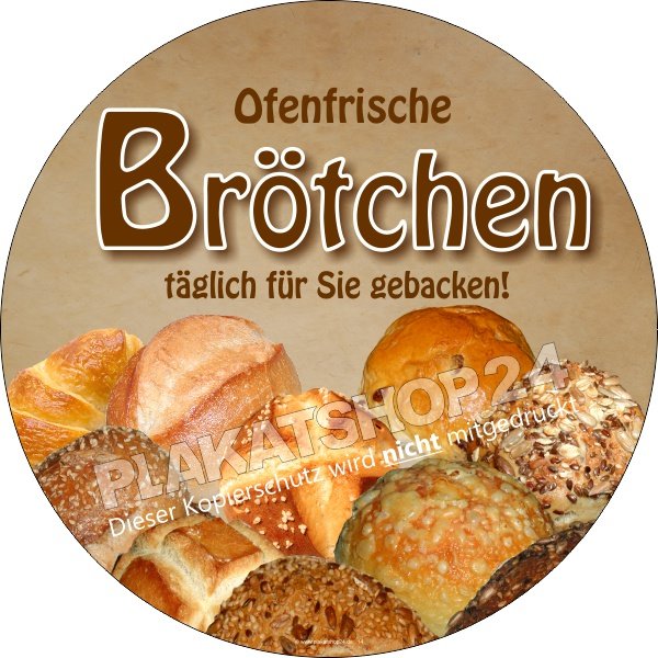 Dekoaufkleber für Bäckerei ofenfrische Brötchen