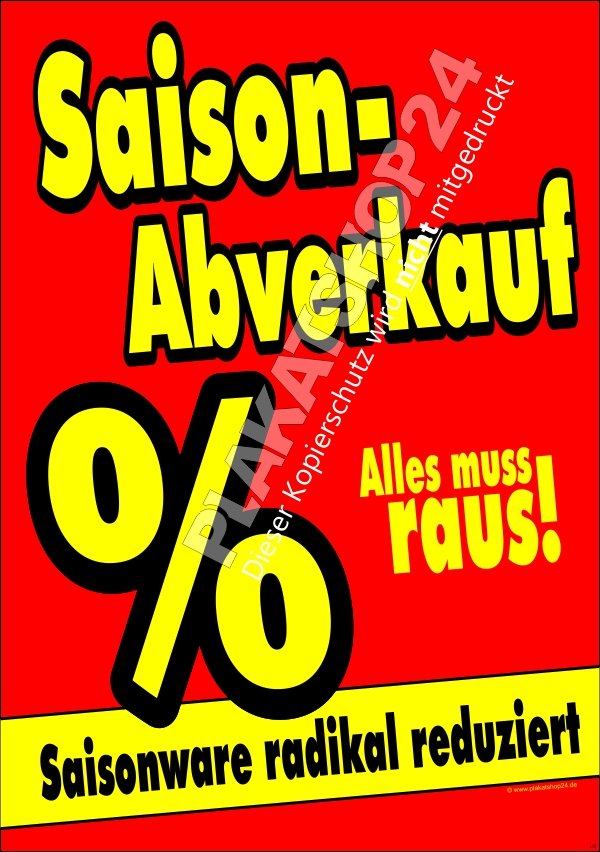 Reduziert-Werbeschild (Plakat) für den Saison-Abverkauf