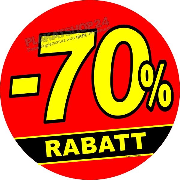 Rabattaufkleber -70% Saleaktion
