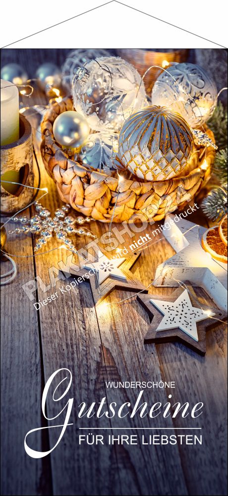 Textilbanner Gutscheine zu Weihnachten