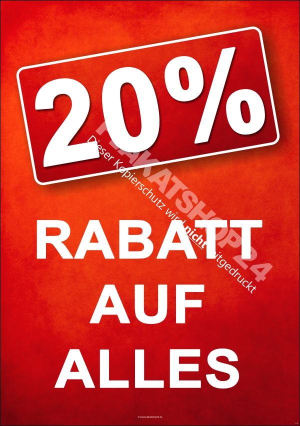 Plakat 20% auf Alles