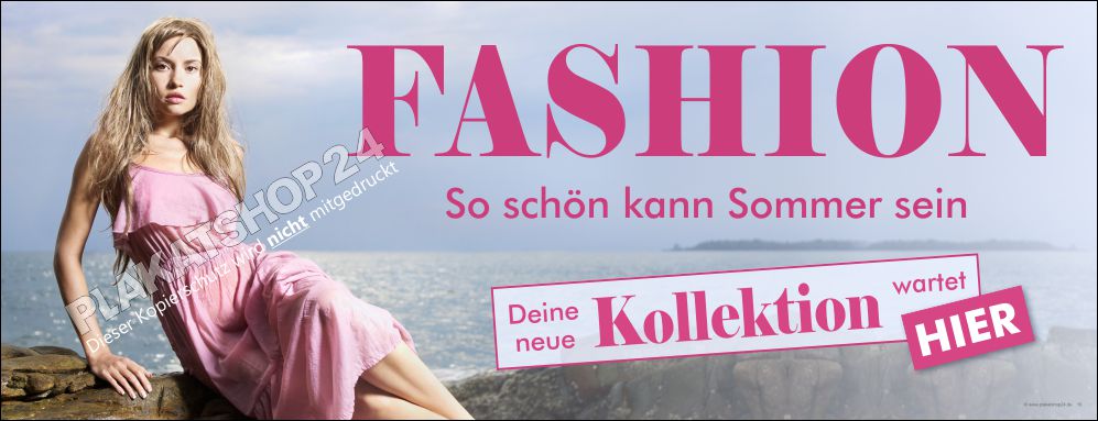 Werbebanner bedruckt mit Werbung für die Sommer Kollektion