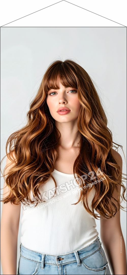 Stoffbanner Friseur Salon-Werbung – Hochwertiges Textilbanner mit Damen-Lockenfrisur (50-80cm)