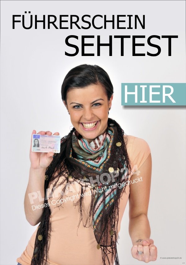 Augenoptiker-Werbeplakat für Führerschein-Sehtest