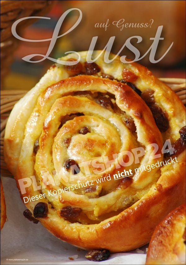 Bäckereiplakat für Kuchenwerbung Bild Rosinenschnecke