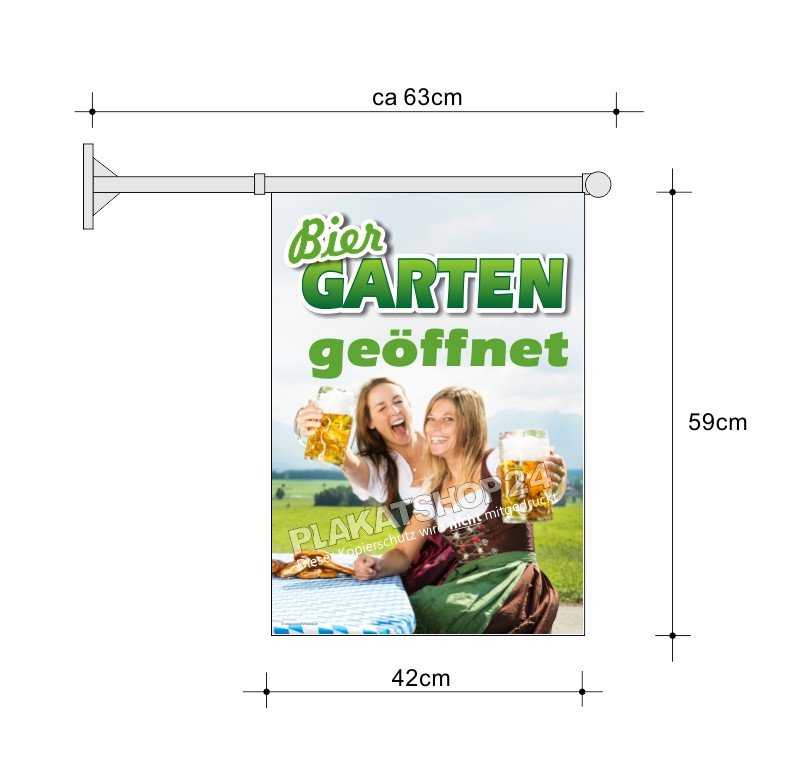 Stockfahne_Biergarten Biergarten-Stockfahne A2 Biergarten geöffnet