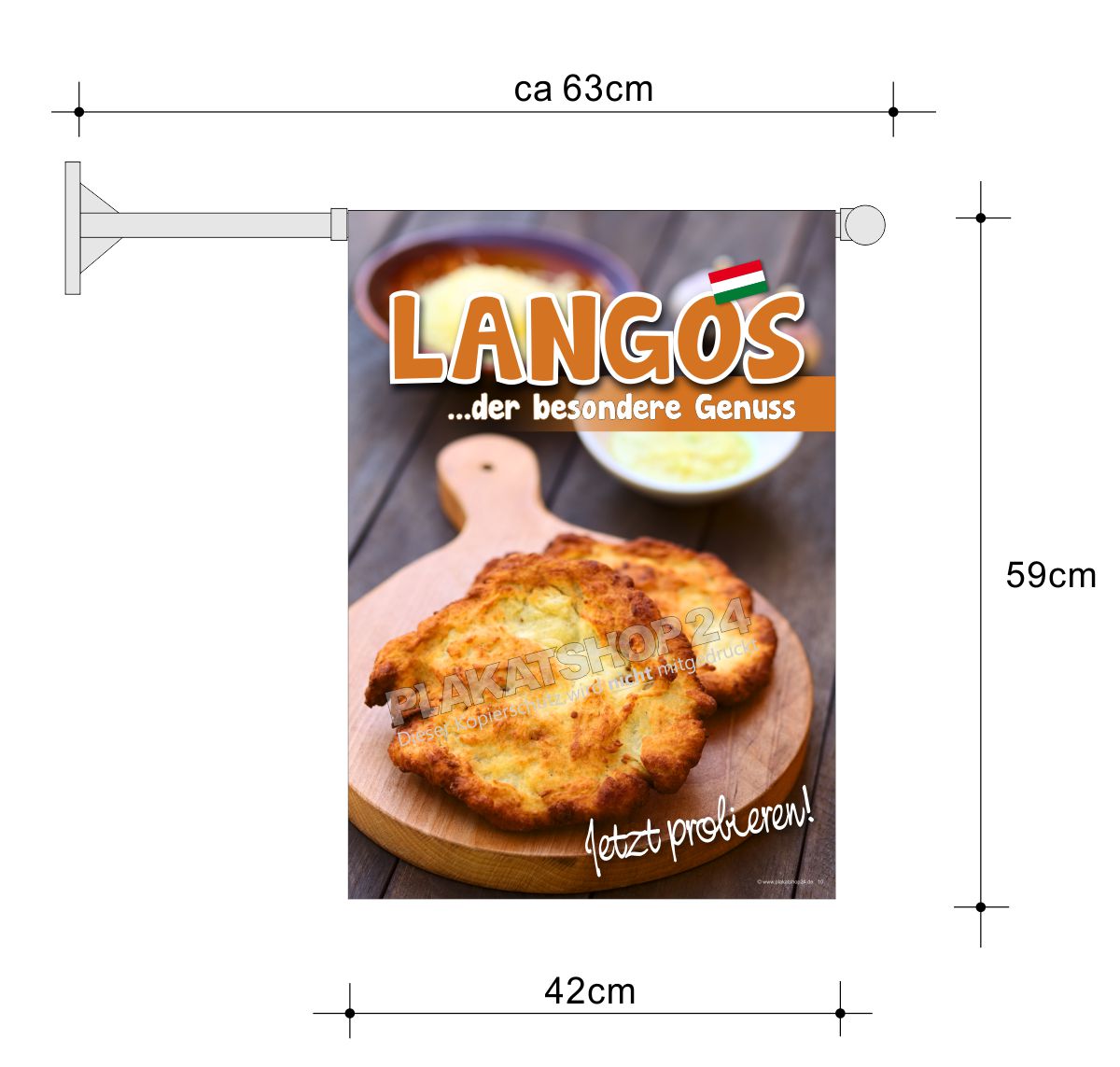 Stockfahne ungarische Langos Stockfahne ungarische Langos