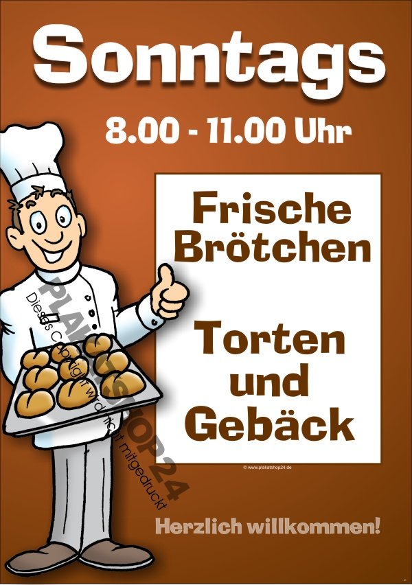 Plakat Bäckerei sonntags geöffnet