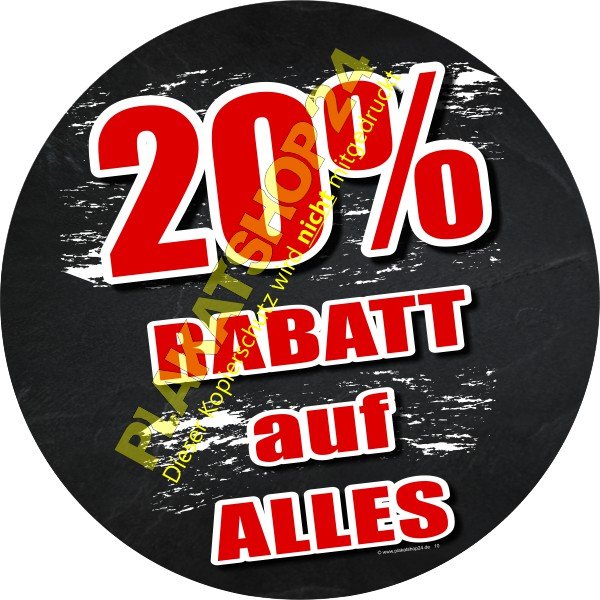 XA9053 Auffälliger runder Aufkleber mit dem Hinweis 20% auf Alles