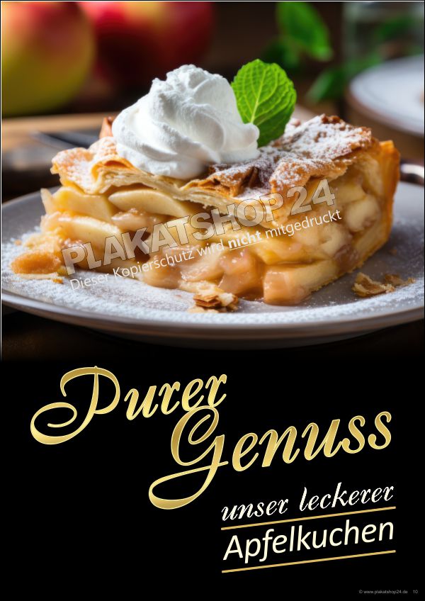 Plakat Apfelkuchen für Bäckerei und Café
