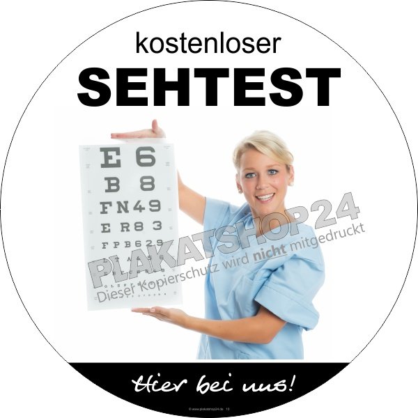 aufkleber-sehtest-kostenlos Schaufensterfolie Augenoptik Sehtest kostenlos