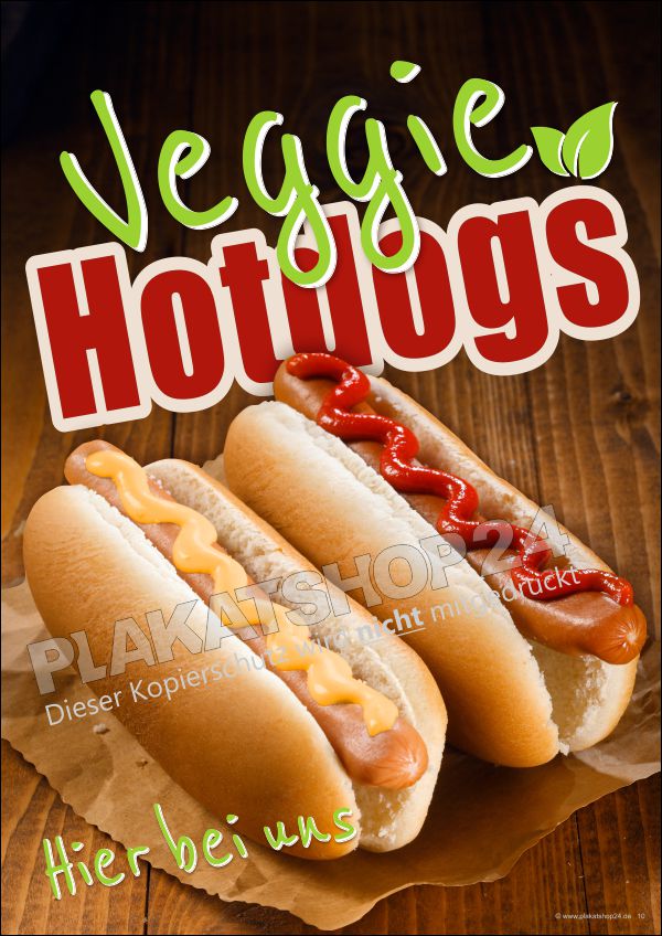 Werbeplakat Veggie-Hot-Dog (vegetarische Hot-Dogs)