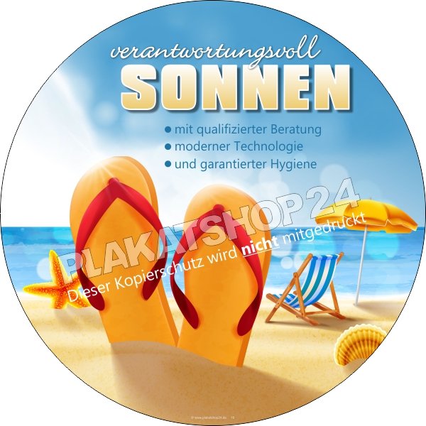 Selbstklebender Sticker für Solarium-Werbung