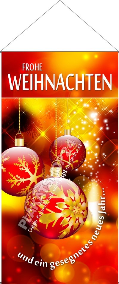Schönes Weihnachtsstoffbanner klassisch rot/gold