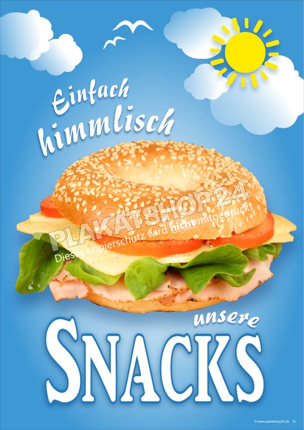 Snack-Plakat belegte Bagel