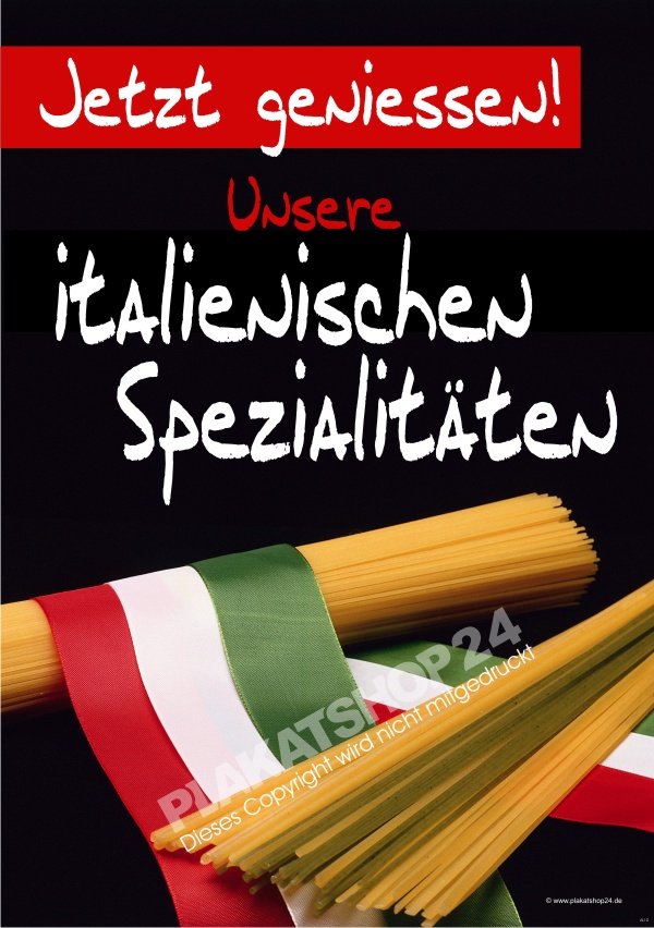 Werbeplakat italienische Spezialitäten