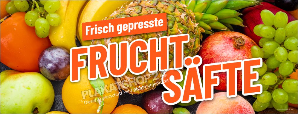 Bannerwerbung für frische Fruchtsäfte