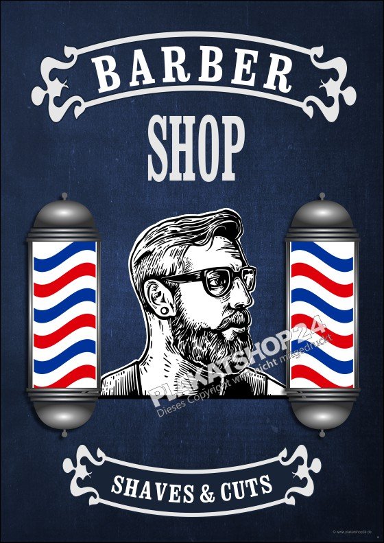 Barbershopplakat Shaves and Cut im Vintagestyle