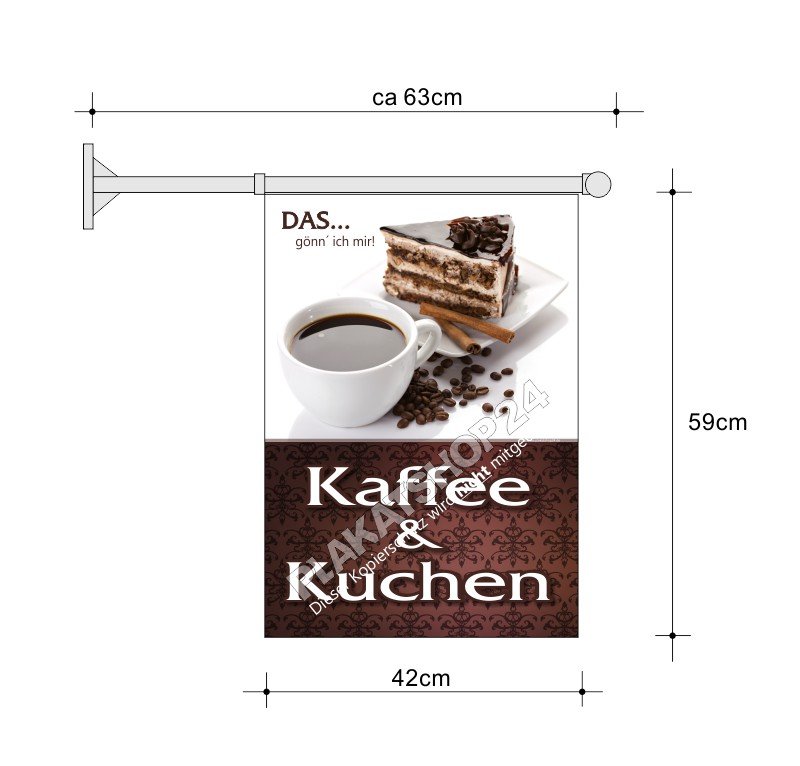 Caféfahne mit Bild Kaffee und Kuchen
