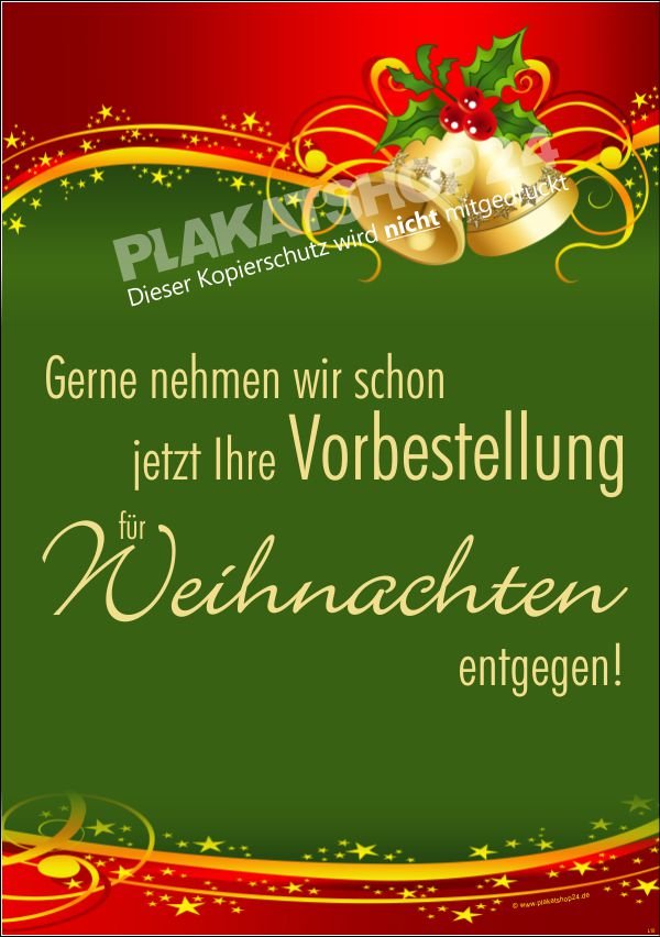Weihnachts-Plakat für Fleischerei mit Werbung für Vorbestellungen zu Weihnachten